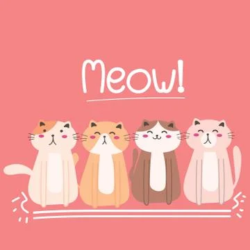 Cute Cat Vector Illustration Background. Stock Illustration