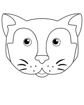Cute cat - vector linear illustration for coloring. The cat's face Illustrazione stock