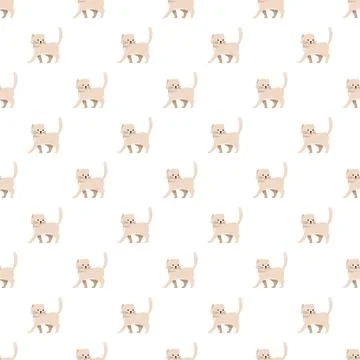 Cute cat walking seamless pattern on white background Stock Illustration