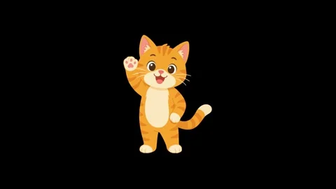 Cute cat waving hello, 2D vector animation, green screen Stock Footage 339596339