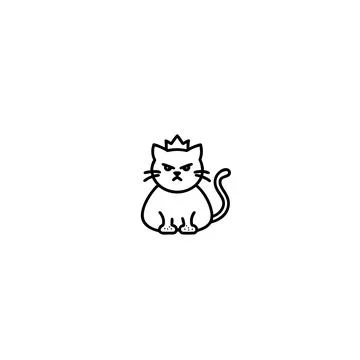 Cute cat wearing a small crown on its vector Stock Illustration