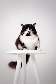 Cute Cat on white background Stock Photos