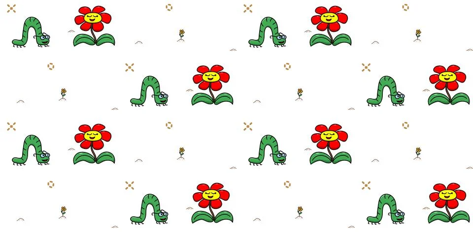 Cute caterpillar seamless pattern. Creative kids texture with funny animals Illustrazione stock