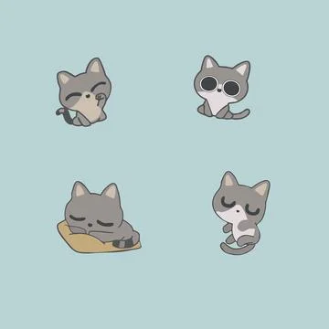 Cute cats in different poses Stock Illustration
