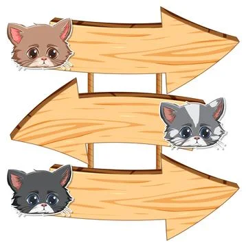 Cute Cats with Directional Arrows Illustrazione stock