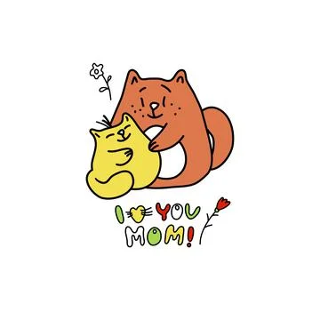 Cute cats. Flat hand drawn vector color characters Stock Illustration