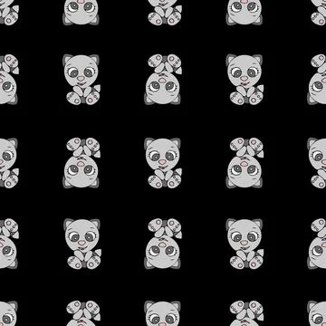 Cute Cats Seamless Pattern. Hand Drawn Digital Paper with Kittens Illustration. Stock Illustration