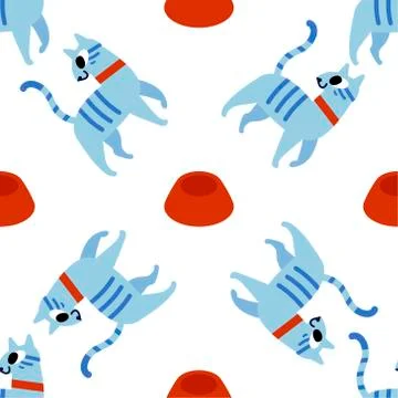 Cute cats. Vector seamless pattern with funny cats Stock Illustration