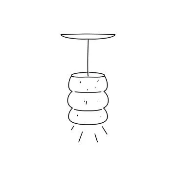 Cute ceiling lamp in hand drawn doodle style. Vector illustration isolated on Stock Illustration