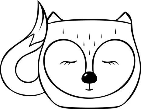 Cute ceramic mugs with the image of a fox, simple vector black and white ic.. Stock Illustration