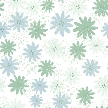 Cute chamomiles flowers seamless pattern. Abstract daisies floral endless wal Stock Illustration