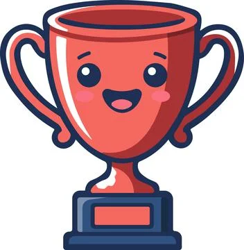 Cute champion trophy cup character graphic icon Stock Illustration