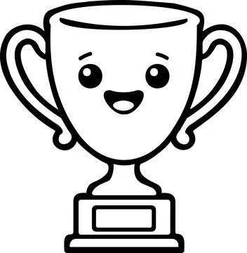 Cute champion trophy cup coloring page icon Stock Illustration