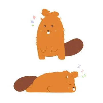 Cute character beaver Stock Illustration