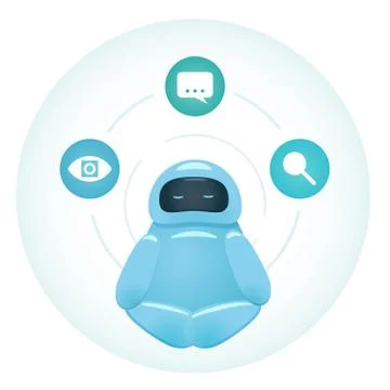 Cute character bot sitting in the circle Stockillustratie