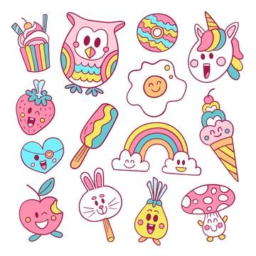 Cute Character Element Collection Stock Illustration