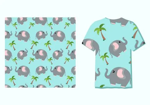 Cute Character Elephant Animal Seamless Patterns Can Be Used as Designs On Cl Illustrazione stock