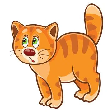Cute character ginger surprised kitten, cartoon illustration, isolated object Illustrazione stock