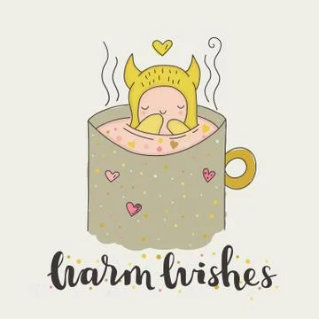 Cute character greeting card Stock Illustration