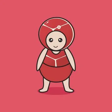 Cute character kids wearing meat costume Stock Illustration