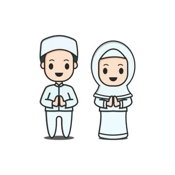 Cute character Muslim vector Stock Illustration