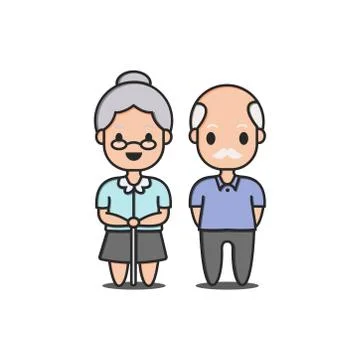 Cute character old people vector Stock Illustration
