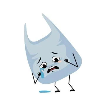 Cute character package with crying and tears emotion, sad face, depressive eyes Illustrazione stock
