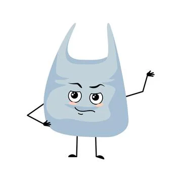 Cute character package with emotions of hero, brave face, arms and leg Illustrazione stock