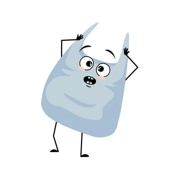 Cute character package with panic emotions, surprised face, shocked eyes, arms Stock Illustration