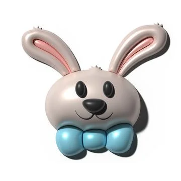 Cute Character Rabbit head with bow tie. 3d illustration. Stock Illustration