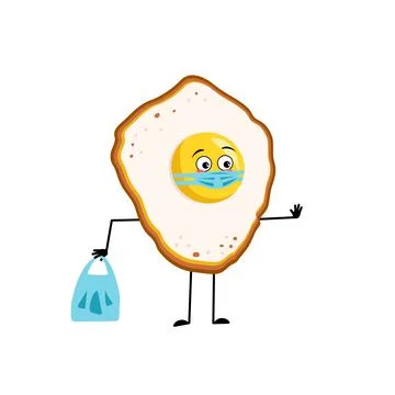 Cute character scrambled eggs with yolk and protein Illustrazione stock
