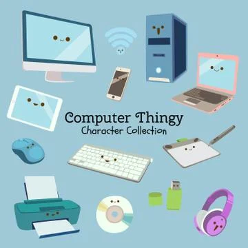 Cute character set of computer Stock Illustration