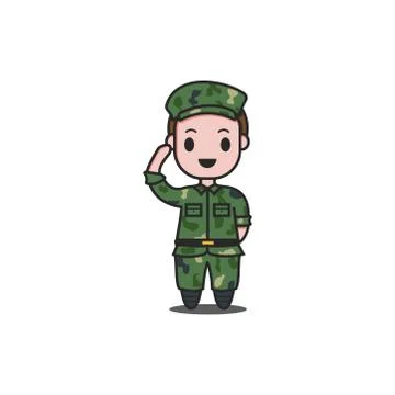 Cute character soldier vector Stock Illustration