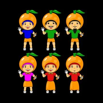 Cute character, vector citrus fruit Stock Illustration