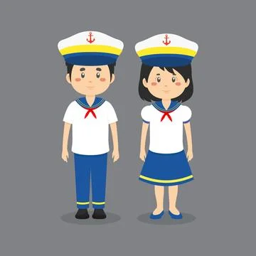 Cute Character Wearing Sailor Uniform Stock Illustration