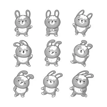 Cute characters of bunnies on Easter Stock Illustration