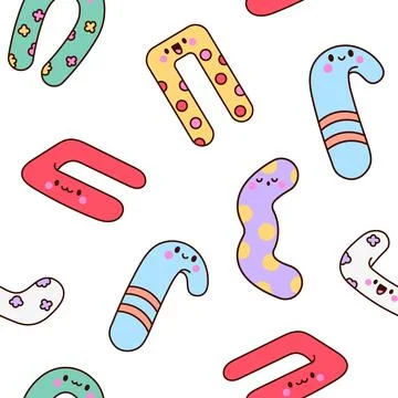 Cute characters from pillows. Seamless pattern. Stock Illustration