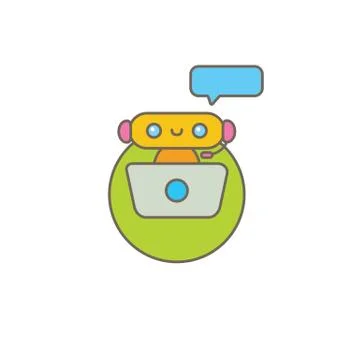 Cute chatbot character or intelligent assistant with speech bubble isolated on 스톡 일러스트