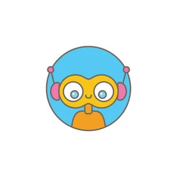 Cute chatbot character or intelligent assistant with speech bubble isolated on Stock-Illustration