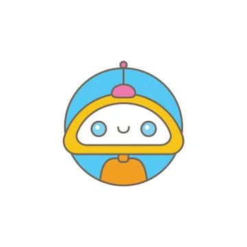 Cute chatbot character or intelligent assistant with speech bubble isolated on Stock-Illustration