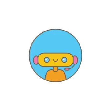 Cute chatbot character or intelligent assistant with speech bubble isolated on Stock-Illustration