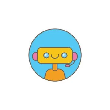 Cute chatbot character or intelligent assistant with speech bubble isolated on Stock Illustration