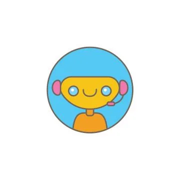 Cute chatbot character or intelligent assistant with speech bubble isolated on Stock Illustration