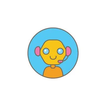 Cute chatbot character or intelligent assistant with speech bubble isolated on Stock Illustration