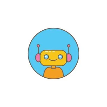 Cute chatbot character or intelligent assistant with speech bubble isolated on Stock-Illustration