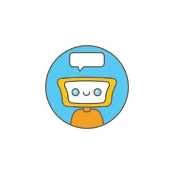Cute chatbot character or intelligent assistant with speech bubble isolated on Stock Illustration