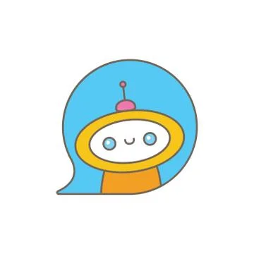 Cute chatbot character or intelligent assistant with speech bubble isolated on Stock Illustration