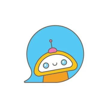 Cute chatbot character or intelligent assistant with speech bubble isolated on Stock Illustration