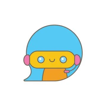 Cute chatbot character or intelligent assistant with speech bubble isolated on Stock-Illustration