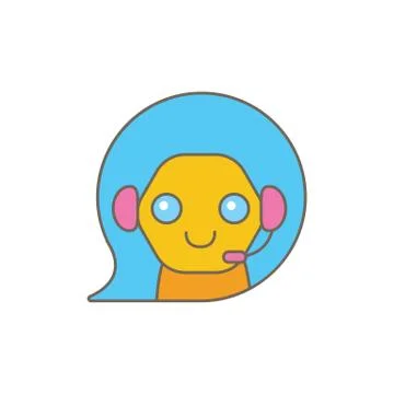 Cute chatbot character or intelligent assistant with speech bubble isolated on Stock Illustration